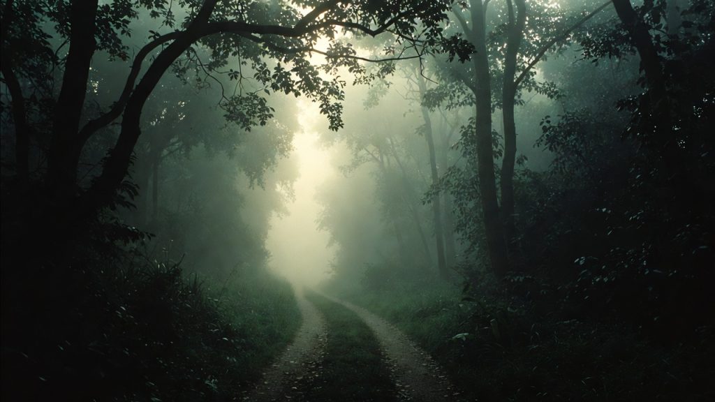 Serene forest path symbolising coping with emotional flashbacks in CPTSD for mental wellness.