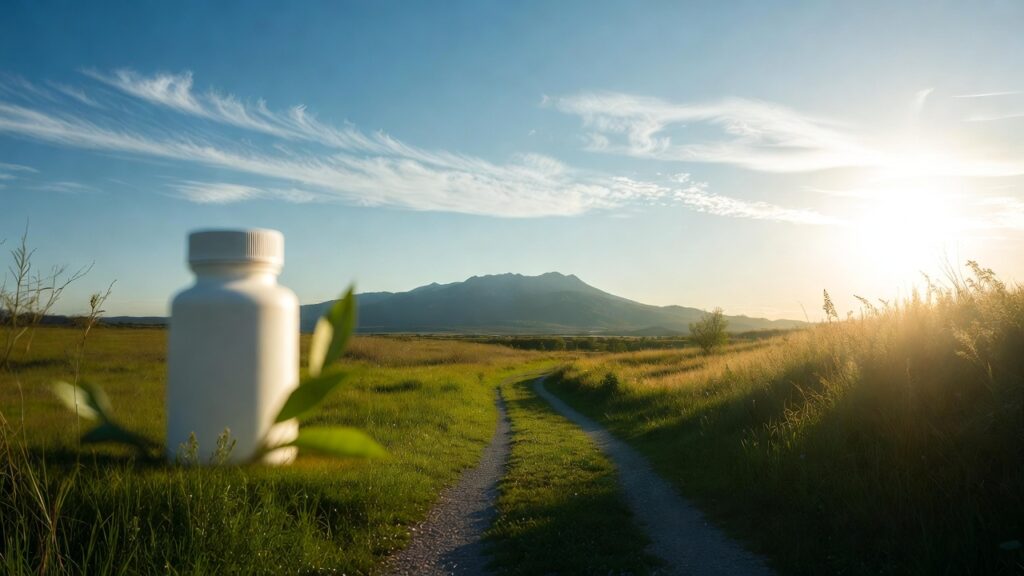 Pioglitazone PTSD treatment: pathway to relief in serene landscape